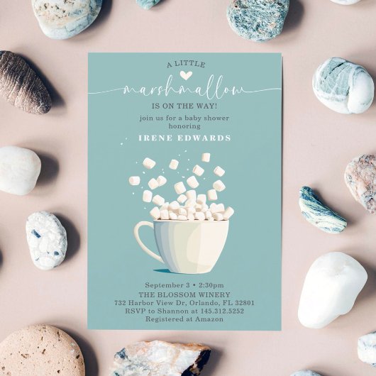 Chic Mint Marshmallow Baby Dusche Einladung