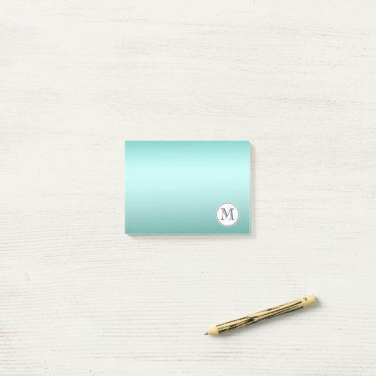 Chic Mint Monogram Post-it Klebezettel (Auf Schreibtisch)