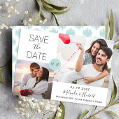 Chic Mint Monogram Wedding Foto Save the Date