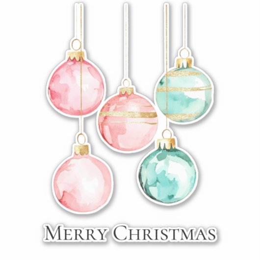 Chic Mint Pink Gold Weihnachtsschmuck Aufkleber (Vorderseite)
