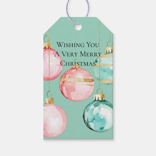 Chic Mint Pink Gold Weihnachtsschmuck Geschenkanhänger (Vorderseite)
