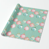 Chic Mint Pink Gold Weihnachtsschmuck Geschenkpapier (Ungerollt)