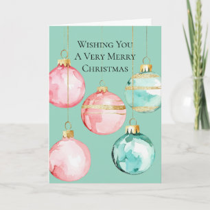 Chic Mint Pink Gold Weihnachtsschmuck Karte