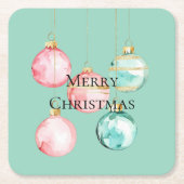 Chic Mint Pink Gold Weihnachtsschmuck Rechteckiger Pappuntersetzer (Vorderseite)