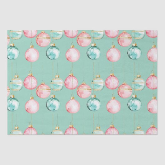Chic Mint Pink Gold Weihnachtsschmuck Seidenpapier (Vorderseite)
