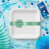 Chic Mint Ribbon Bow Birthday Pappteller (Party)