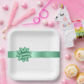 Chic Mint Ribbon Bow Birthday Pappteller (Party)