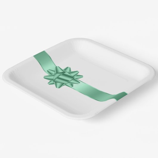 Chic Mint Ribbon Bow Birthday Pappteller (Gewinkelt)