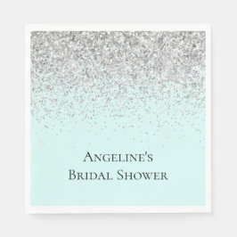 Chic Mint Silver Glitzer Brautparty Serviette