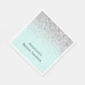 Chic Mint Silver Glitzer Brautparty Serviette (Ecke)