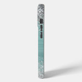 Chic Mint Silver Glitzer Sparkle Case-Mate iPhone Hülle (Rückseite / Links)