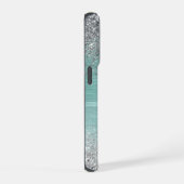 Chic Mint Silver Glitzer Sparkle iPhone Hülle (Rechte Seite)