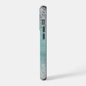 Chic Mint Silver Glitzer Sparkle iPhone Hülle (Linke Seite)