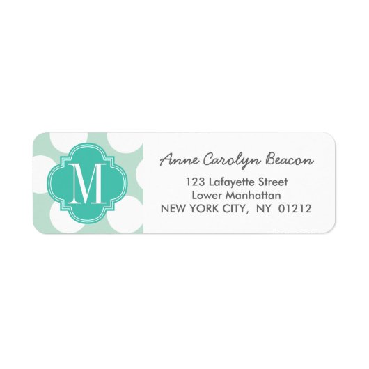 Chic Mint & Turquoise Big Dots Mit Monogramm (Vorne)