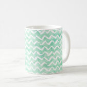 Chic Mint Wasserfarbe Zickzack Streifen Kaffeetasse (VorderseiteRechts)