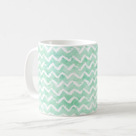 Chic Mint Wasserfarbe Zickzack Streifen Kaffeetasse (Vorderseite Links)