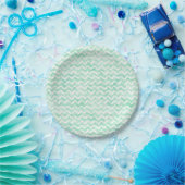 Chic Mint Wasserfarbe Zickzack Streifen Pappteller (Party)