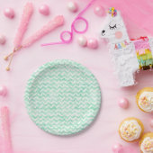 Chic Mint Wasserfarbe Zickzack Streifen Pappteller (Party)