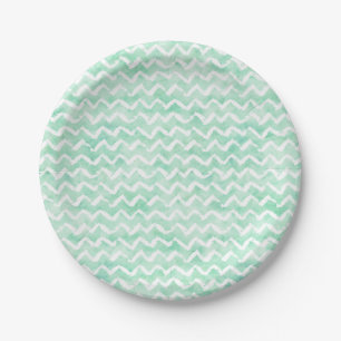 Chic Mint Wasserfarbe Zickzack Streifen Pappteller