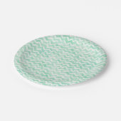 Chic Mint Wasserfarbe Zickzack Streifen Pappteller (Schrägansicht)