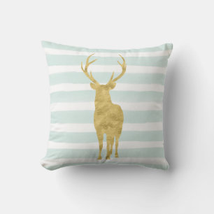 Chic Mint Watercolor Streifen Gold Deber Kissen
