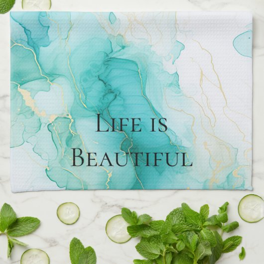 Chic Mint White Gold Brautparty Geschirrtuch (Gefaltet)