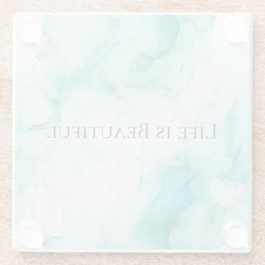 Chic Mint White Gold Brautparty Glasuntersetzer (Rückseite)