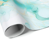 Chic Mint White Gold Geburtstag Geschenkpapier (Rolleneckpunkt)