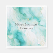 Chic Mint White Gold Geburtstag Serviette (Vorderseite)