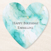 Chic Mint White Gold Geburtstag Untersetzer (Vorderseite)