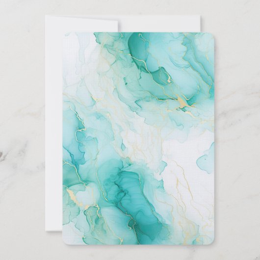 Chic Mint White Gold Marmor Brautparty Einladung (Rückseite)