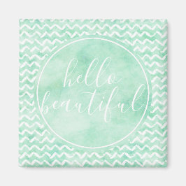 Chic Mint Zickzack Stripes Hallo schön Magnet