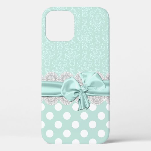 Chic Mintgrün Damast iPhone Case-Mate iPhone Hülle (Rückseite)