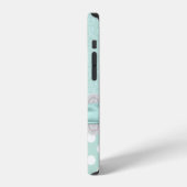 Chic Mintgrün Damast iPhone Hülle (Linke Seite)
