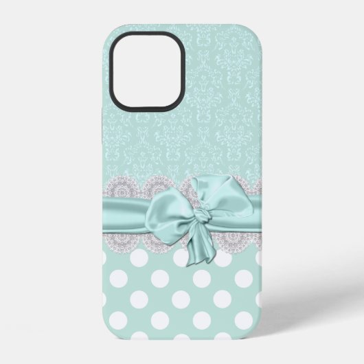 Chic Mintgrün Damast iPhone Hülle (Rückseite)