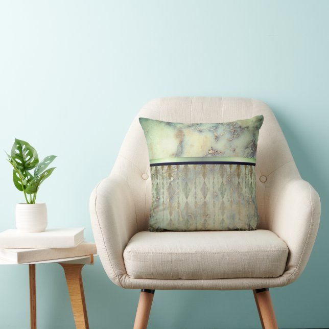 Chic Minty Green Marble Harlequin Kissen (Stuhl )