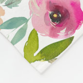 Chic Minze & Blush Pink Aquarell Floral Monogramm Fleecedecke (Ecke)
