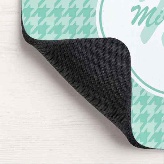 Chic Minze Green Hahnentrittmuster mit Monogramm u Mousepad (Ecke)