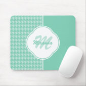 Chic Minze Green Hahnentrittmuster mit Monogramm u Mousepad (Mit Mouse)