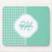 Chic Minze Green Hahnentrittmuster mit Monogramm u Mousepad (Vorne)