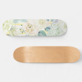 Chic Minze grün gelb blaue Aquarellblume Skateboard (Horizontal)