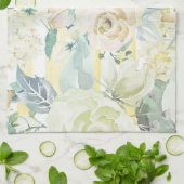 Chic Minze grün gelb blaue Wasserfarbe Blüte Geschirrtuch (Gefaltet)