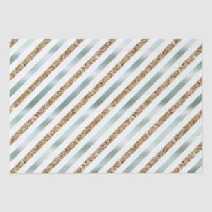 Chic Minze White Gold Glitzer Streifen Seidenpapier