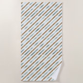 Chic Minze White Gold Glitzer Streifen Strandtuch (Vorderseite)