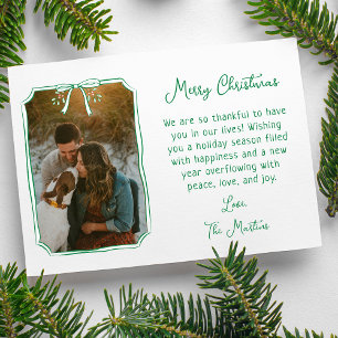 Chic Mistletoe & Bow Custom Family Foto Weihnachte Feiertagskarte