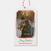 Chic Mistletoe & Bow Custom Family Foto Weihnachte Geschenkanhänger (Vorderseite)