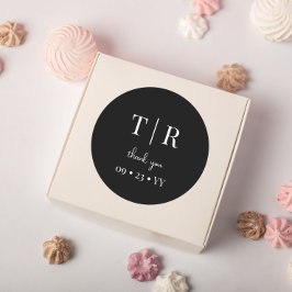 Chic Mit Monogramm Black and White Wedding Vielen Runder Aufkleber
