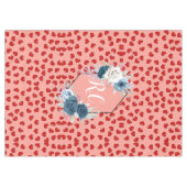 Chic mit Monogramm blaue Blume mit rosa Tischdecke (Vorderseite (Horizontal))