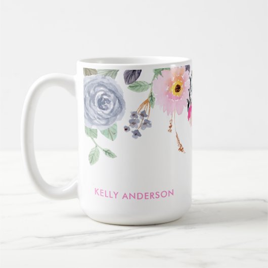 Chic Mit Monogramm botanisches Muster Kaffeetasse (Links)