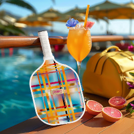 Chic Mit Monogramm farbenfroh Kariert Pickleball Schläger